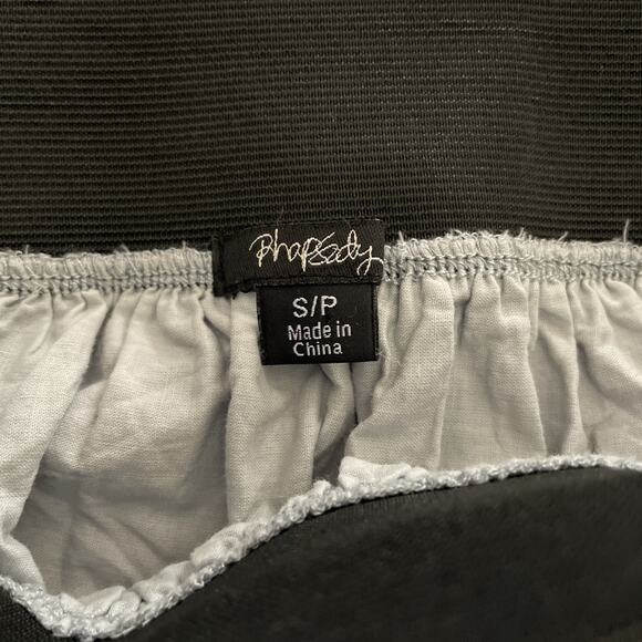 RHAPSODY Lined Cotton Elastic Waist Skirt Size Small Gray with Black Embroidery - Picture 4 of 4